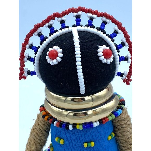 Ndebele Beaded Doll Tribal 6 1/2 Hand Crafted Art Africa Mopan South African Gol - Picture 2 of 6